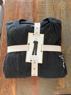 Victoria's Secret Black Pajama Set with Red and White Accent